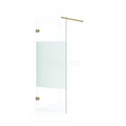 Diamond Inloopdouche | 80 Cm Goud Helder Met Matte Strook Vaste Wand