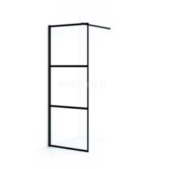 Diamond Inloopdouche | 80 Cm Mat Zwart Helder Met 4 Zwarte Strepen Vaste Wand