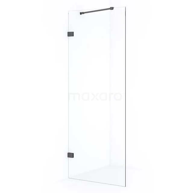 Diamond Inloopdouche | 80 Cm Zwart Chroom Helder Glas Vaste Wand