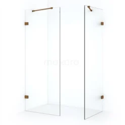 Diamond Inloopdouche | 80x80 Cm Koper Helder Glas 2 Vaste Wanden