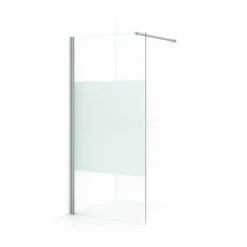 Diamond Inloopdouche | 90 Cm Chroom Helder Met Matte Strook Vaste Wand