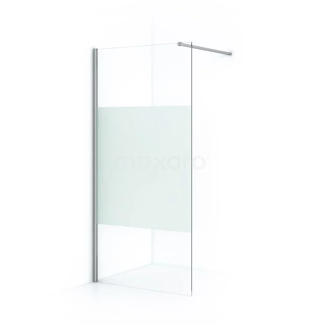 Diamond Inloopdouche | 90 Cm Chroom Helder Met Matte Strook Vaste Wand