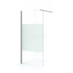 Diamond Inloopdouche | 90 Cm Rvs Helder Met Matte Strook Vaste Wand