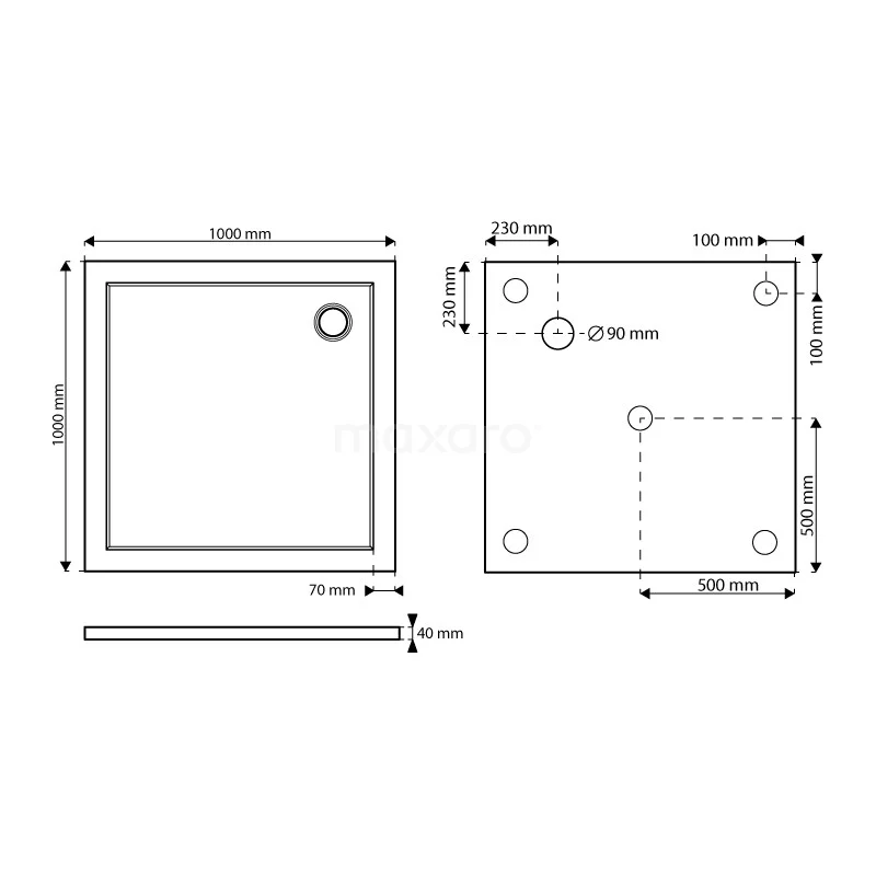 Douchebak 100x100cm Vierkant Acryl Met Anti-slipoppervlakte - Afbeelding 5