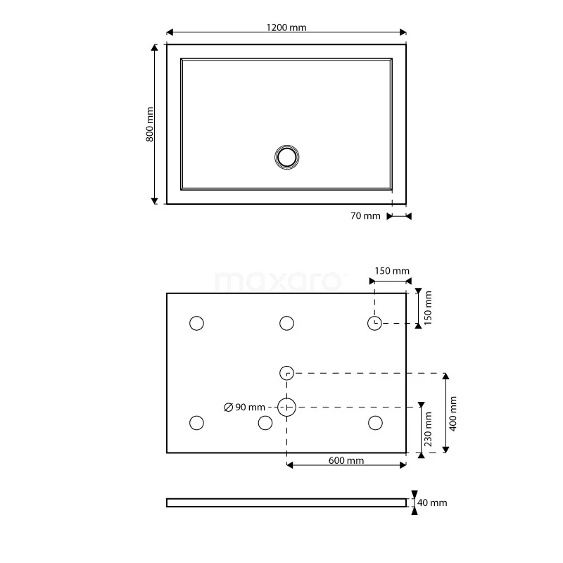 Douchebak 120x80cm Rechthoek Acryl Hoogglans Wit - Afbeelding 5