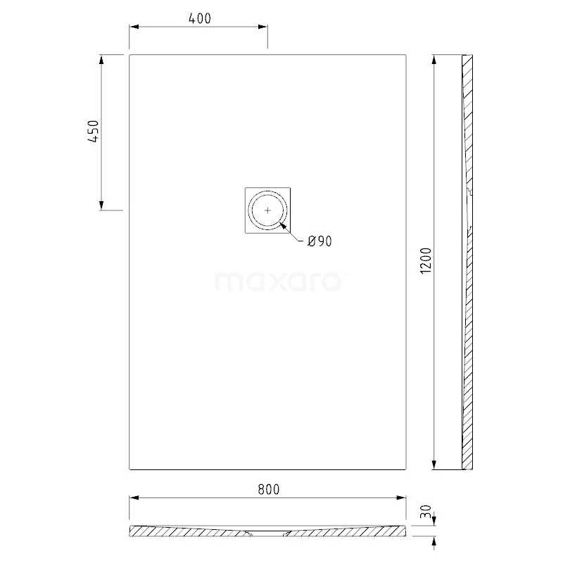 Douchebak 120x80cm Rechthoek Mineraalmarmer Zwart - Afbeelding 5