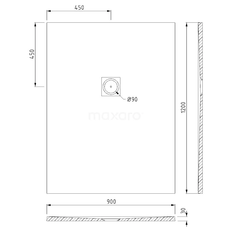 Douchebak 120x90cm Rechthoek Mineraalmarmer Mat Wit - Afbeelding 5