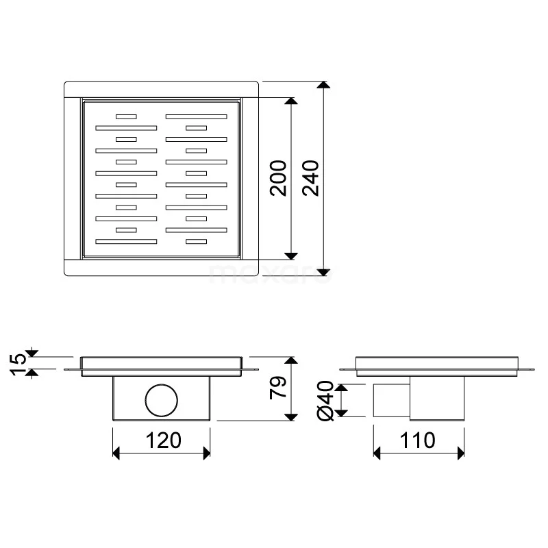 Doucheput Met Flensrand 20cm Gestreept Rooster Rvs - Afbeelding 5