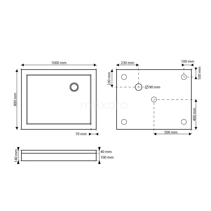 Hoge Douchebak 100x80cm Rechthoek Acryl Hoogglans Wit - Afbeelding 7