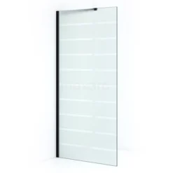 Pearl Inloopdouche | 100 Cm Mat Zwart Helder Met Matte Strepen Vaste Wand