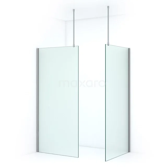 Pearl Inloopdouche | 100x100 Cm Chroom Matglas 2 Vaste Wanden