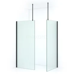 Pearl Inloopdouche | 100x100 Cm Mat Zwart Matglas 2 Vaste Wanden