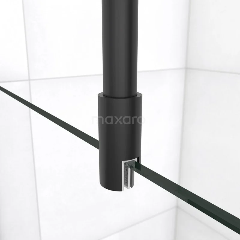 Pearl Inloopdouche | 100x90 Cm Mat Zwart Matglas 2 Vaste Wanden - Afbeelding 6