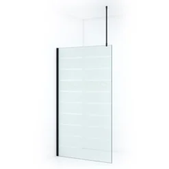 Pearl Inloopdouche | 120 Cm Mat Zwart Helder Met Matte Strepen Vaste Wand
