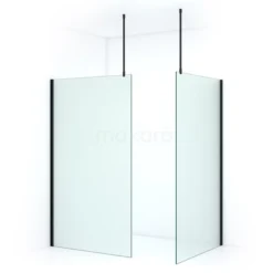Pearl Inloopdouche | 120x120 Cm Mat Zwart Matglas 2 Vaste Wanden