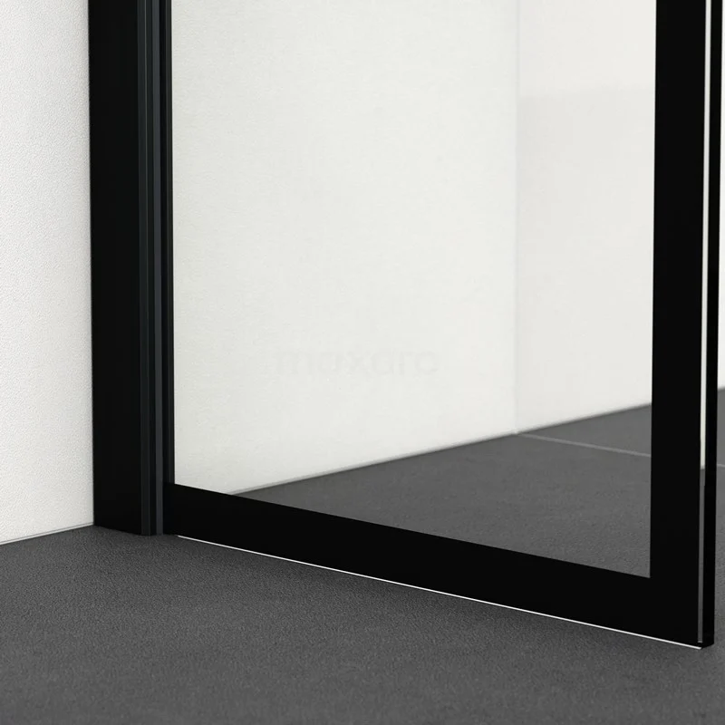 Pearl Inloopdouche | 80 Cm Mat Zwart Helder Met 6 Zwarte Strepen Vaste Wand - Afbeelding 2