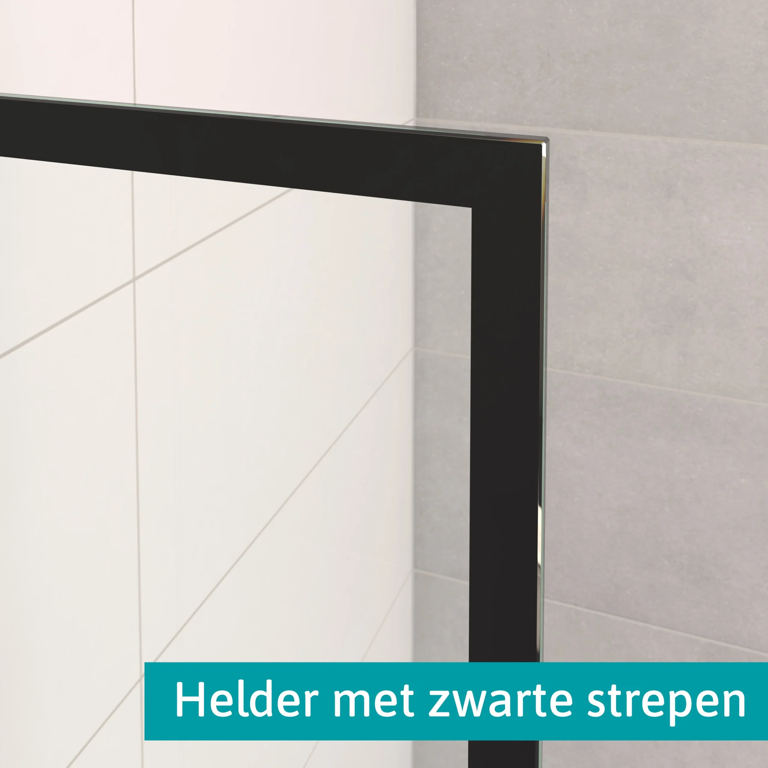 Pearl Inloopdouche | 80 Cm Mat Zwart Helder Met 6 Zwarte Strepen Vaste Wand - Afbeelding 7