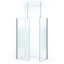 Pearl Inloopdouche | 80x80 Cm Chroom Helder Met Matte Strook 2 Vaste Wanden