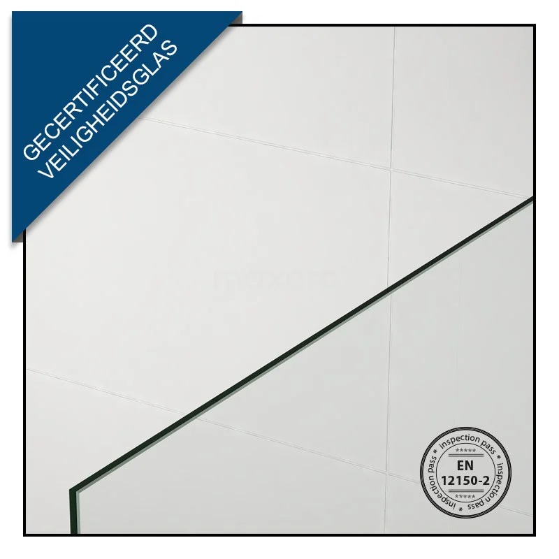 Pearl Inloopdouche | 80x80 Cm Chroom Helder Met Matte Strook 2 Vaste Wanden - Afbeelding 5