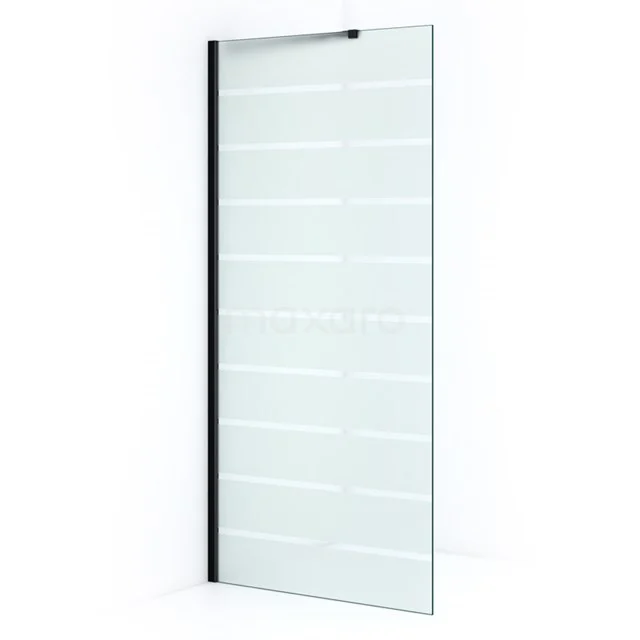 Pearl Inloopdouche | 90 Cm Mat Zwart Helder Met Matte Strepen Vaste Wand