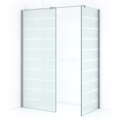 Pearl Inloopdouche | 90x140 Cm Helder Met Matte Strepen 2 Vaste Wanden