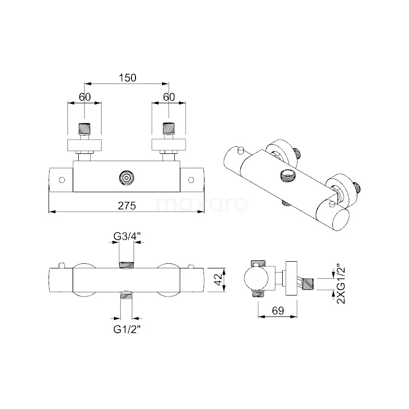 Radius Regendouche Opbouw | Chroom 25 Cm Regendouche Thermostatisch - Afbeelding 5