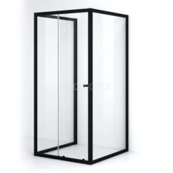 Ruby Allure Douchecabine | 100x90 Cm Mat Zwart Helder Glas Schuifdeur Halfvrijstaande Rechthoek