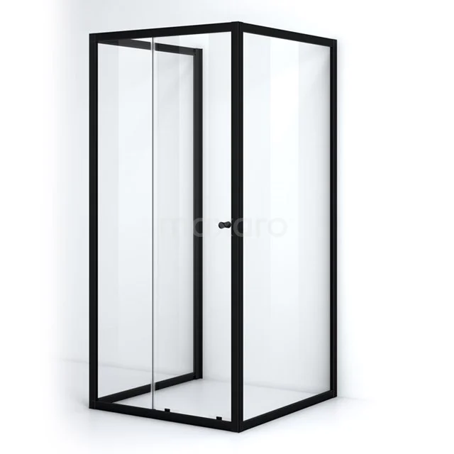 Ruby Allure Douchecabine | 100x90 Cm Mat Zwart Helder Glas Schuifdeur Halfvrijstaande Rechthoek