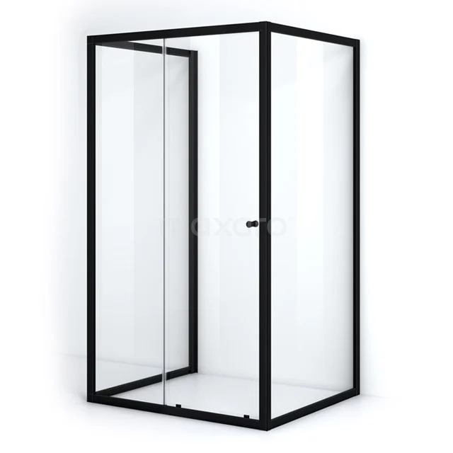 Ruby Allure Douchecabine | 110x100 Cm Mat Zwart Helder Glas Schuifdeur Halfvrijstaande Rechthoek