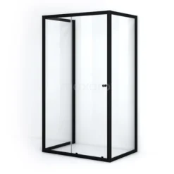Ruby Allure Douchecabine | 120x80 Cm Mat Zwart Helder Glas Schuifdeur Halfvrijstaande Rechthoek