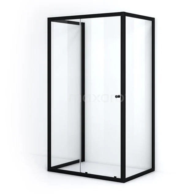 Ruby Allure Douchecabine | 120x80 Cm Mat Zwart Helder Glas Schuifdeur Halfvrijstaande Rechthoek