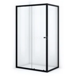 Ruby Allure Douchecabine | 130x90 Cm Mat Zwart Helder Glas Schuifdeur Rechthoek