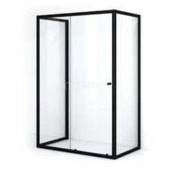 Ruby Allure Douchecabine | 140x80 Cm Mat Zwart Helder Glas Schuifdeur Halfvrijstaande Rechthoek