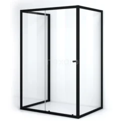 Ruby Allure Douchecabine | 150x100 Cm Mat Zwart Helder Glas Schuifdeur Halfvrijstaande Rechthoek