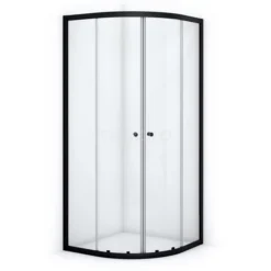 Ruby Allure Douchecabine | 90x90 Cm Mat Zwart Helder Glas Schuifdeur Kwartrond