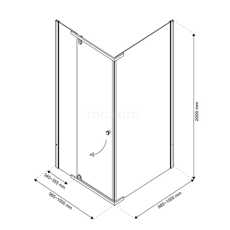 Topaz Douchecabine | 100x100 Cm Chroom Draaideur Vierkant - Afbeelding 9
