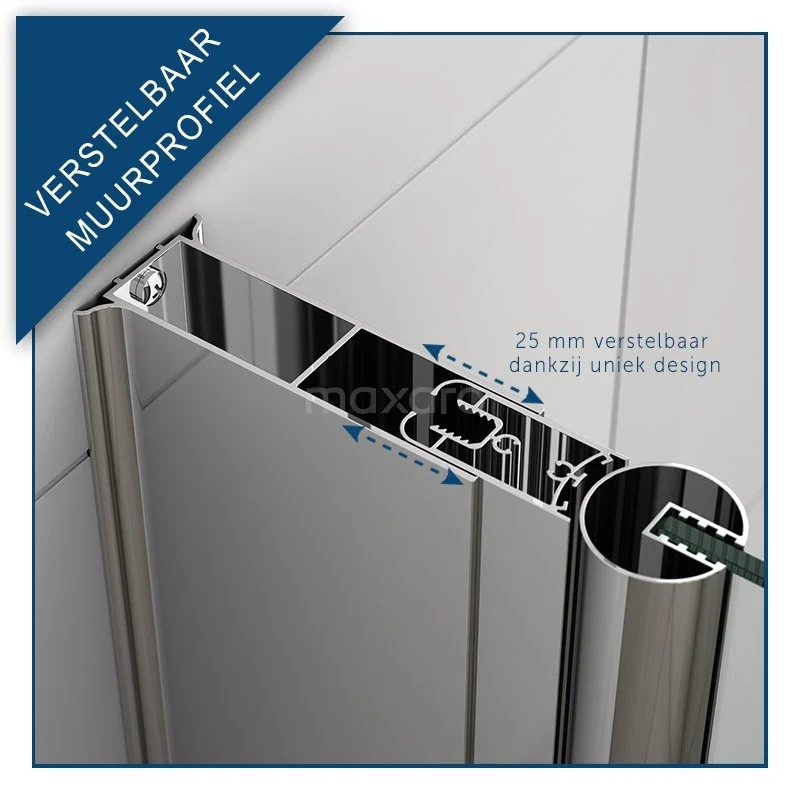 Zircon Comfort Douchedeur | 75 Cm Chroom Helder Glas Draaideur - Afbeelding 3