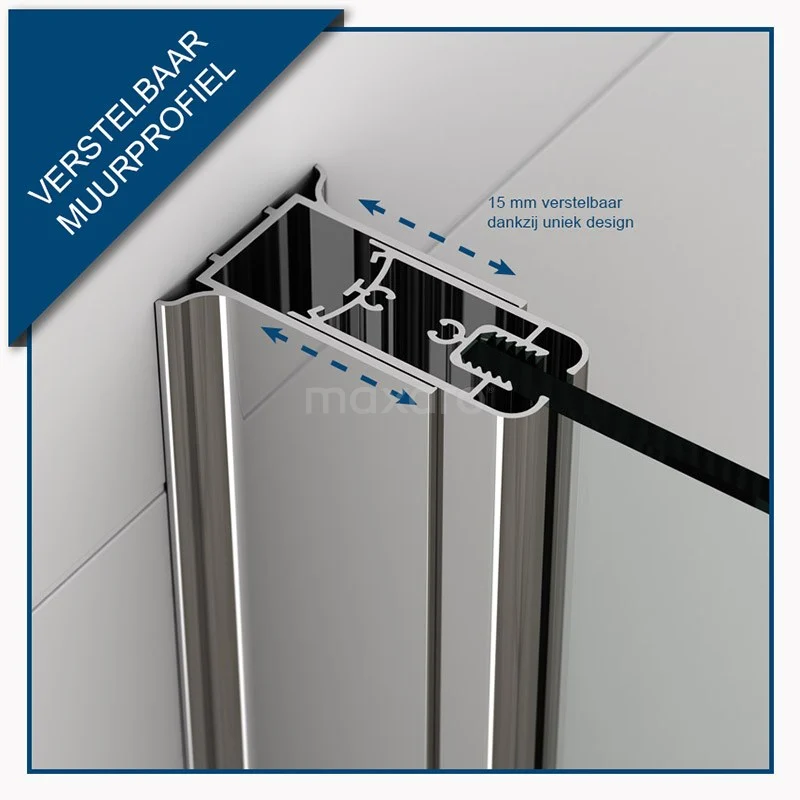 Zircon Comfort Inloopdouche | 100x90 Cm Chroom Helder Glas 2 Vaste Wanden - Afbeelding 3