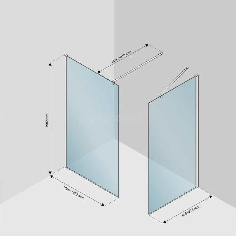 Zircon Comfort Inloopdouche | 110x90 Cm Chroom Helder Glas 2 Vaste Wanden - Afbeelding 10
